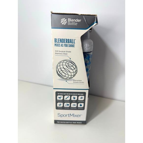 NIB 2 Pack BlenderBottle SportMixer 28oz & 20oz Blue Gray Shaker Cups w/ Balls - Picture 5 of 7